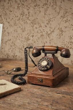 Vintage phone display in office
